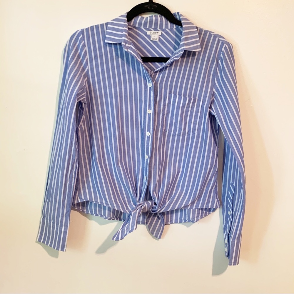 J Crew Womens Size XS Printed Tie-Waist Shirt - Picture 1 of 4